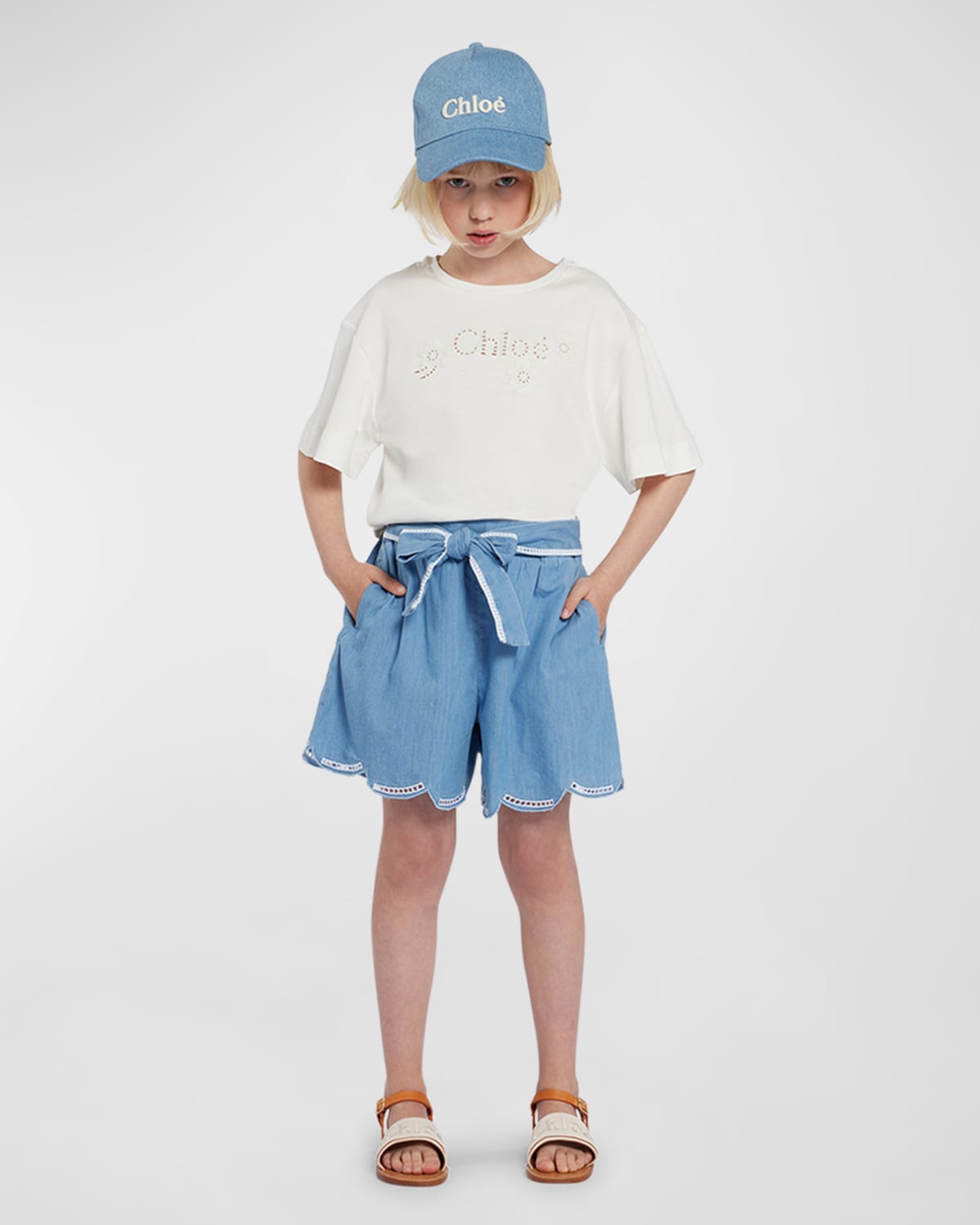 Chloé Logo-embroidered Eyelet T-shirt In 117-off White