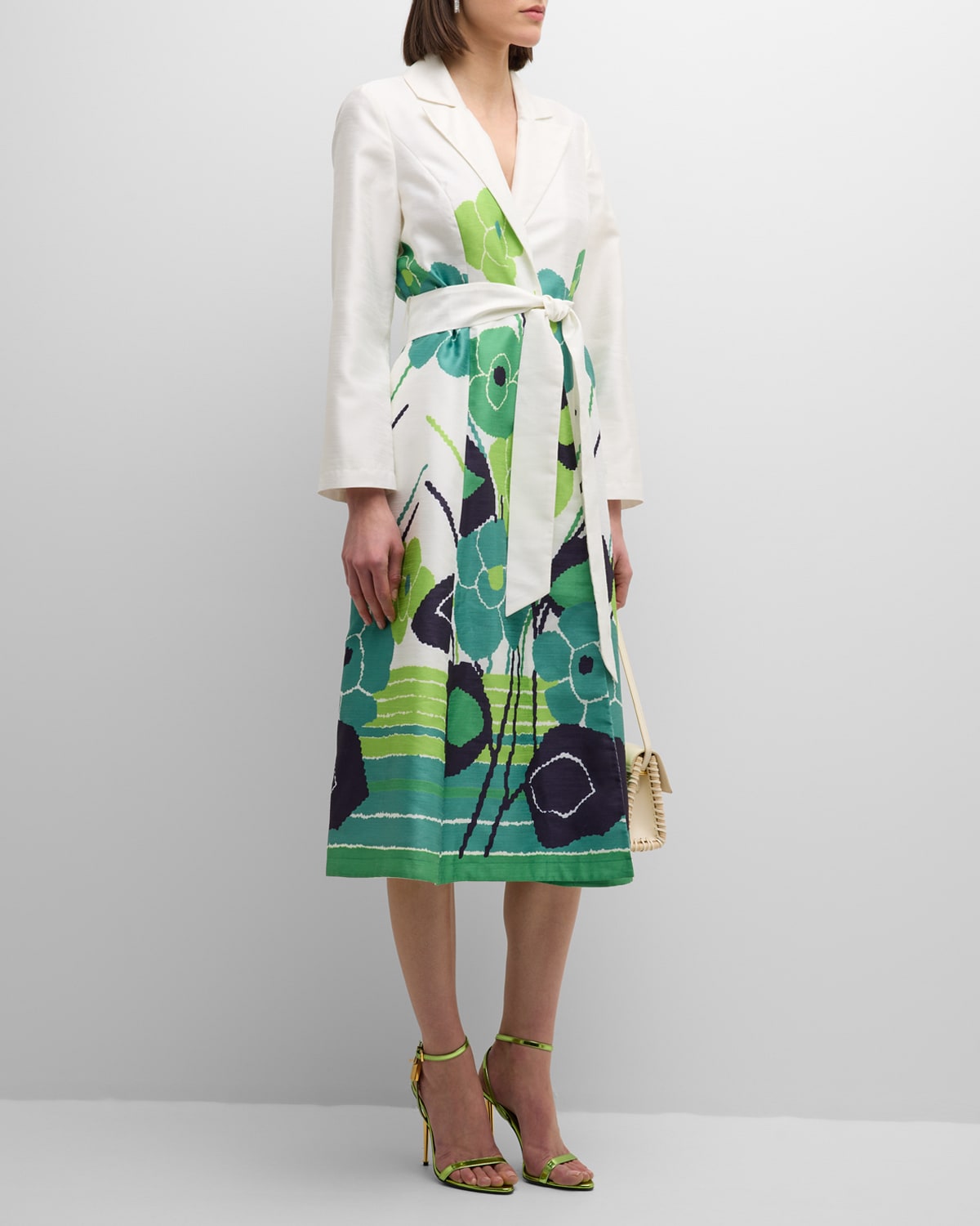 Frances Valentine Lucille Floral Wrap Dress In Green/multi