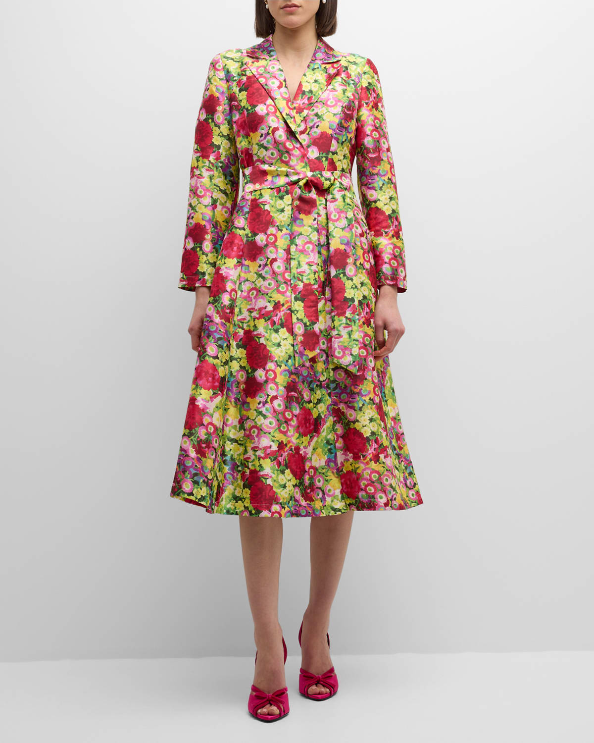 Shop Frances Valentine Lucille Floral Wrap Dress In Pink/yellow/multi