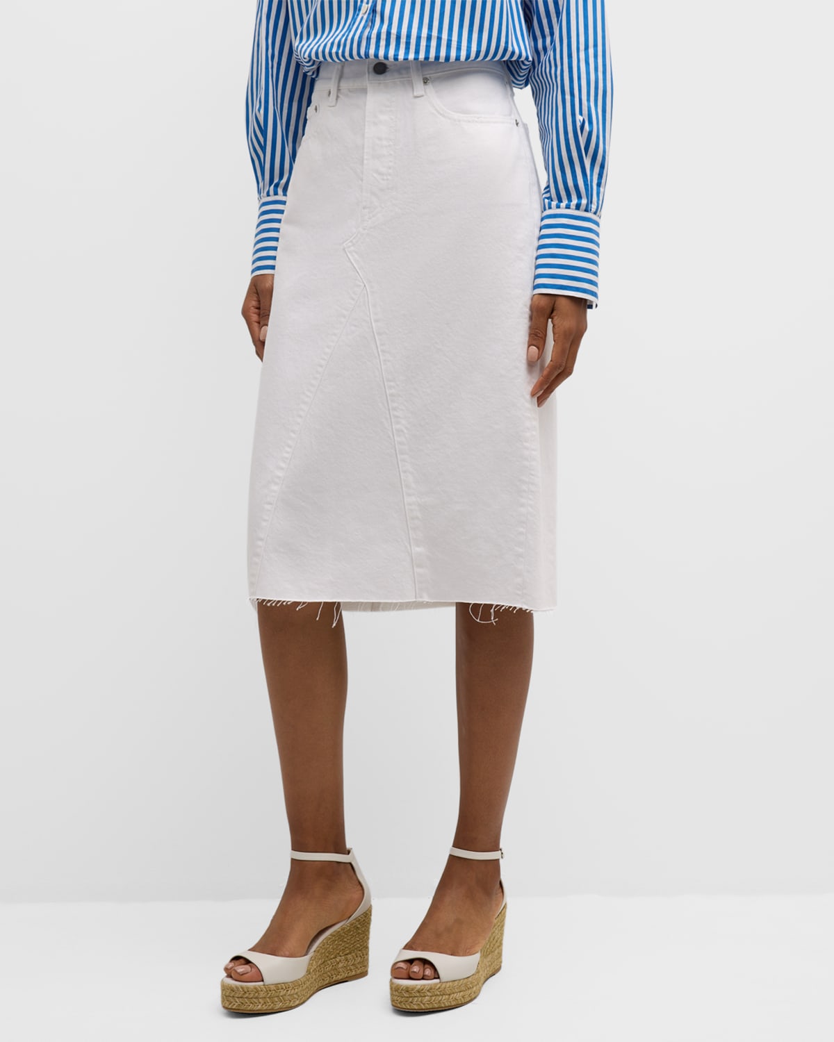 Shop Polo Ralph Lauren Straight Denim Midi Skirt In Valera Wash