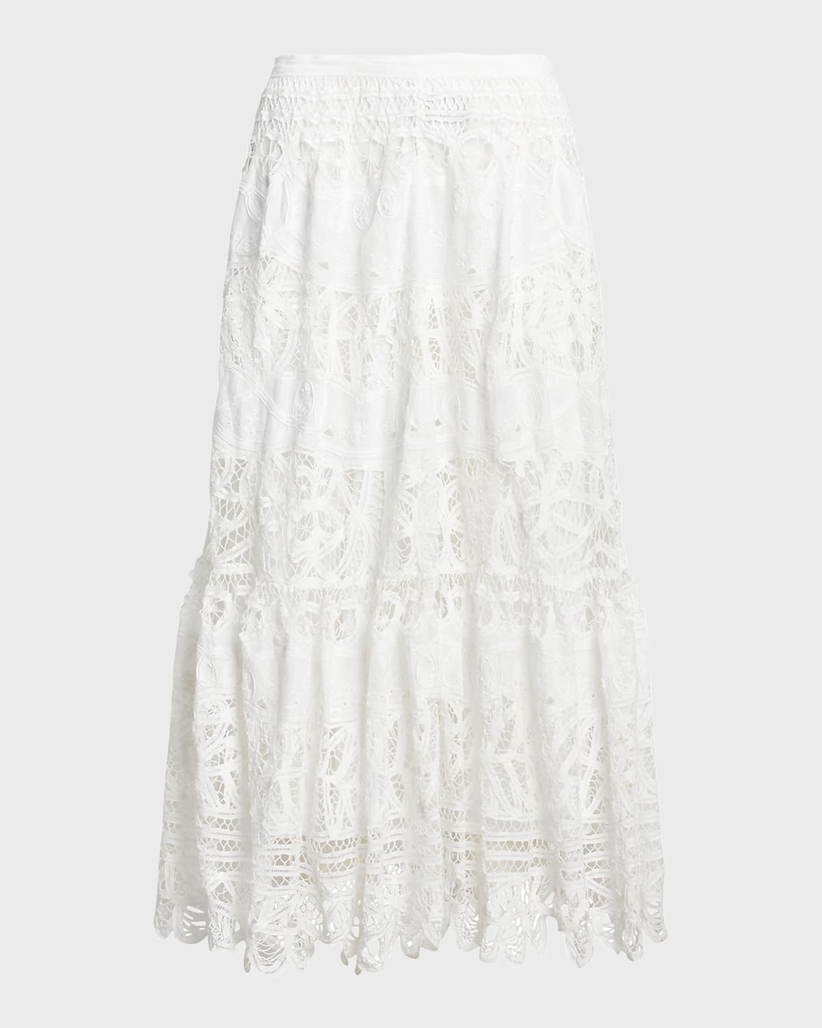 Shop Polo Ralph Lauren Battenberg Lace Linen Midi Skirt In White