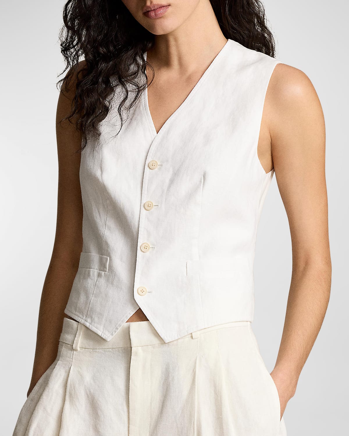 Polo Ralph Lauren Linen Vest In White