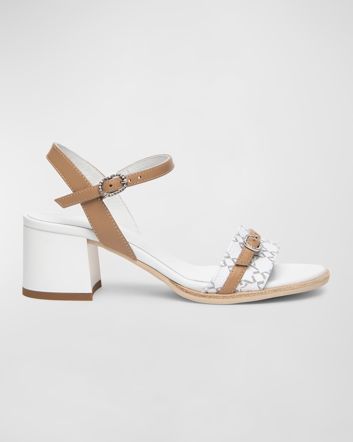 City Logo Leather Ankle-Strap Sandals