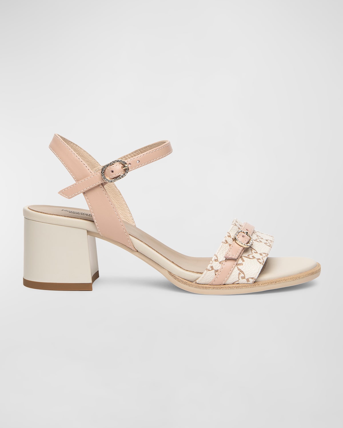 Shop Nerogiardini City Logo Leather Ankle-strap Sandals In Pink