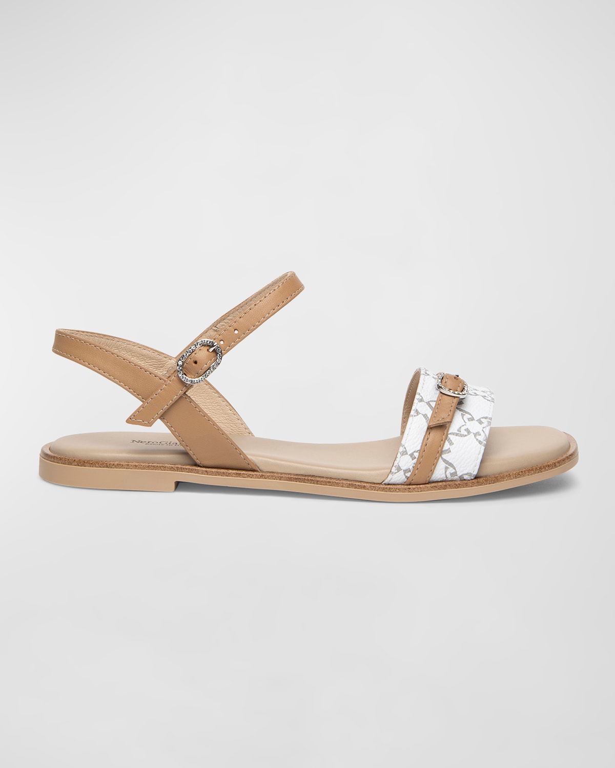 Shop Nerogiardini Logo Ankle-strap Flat Sandals In White