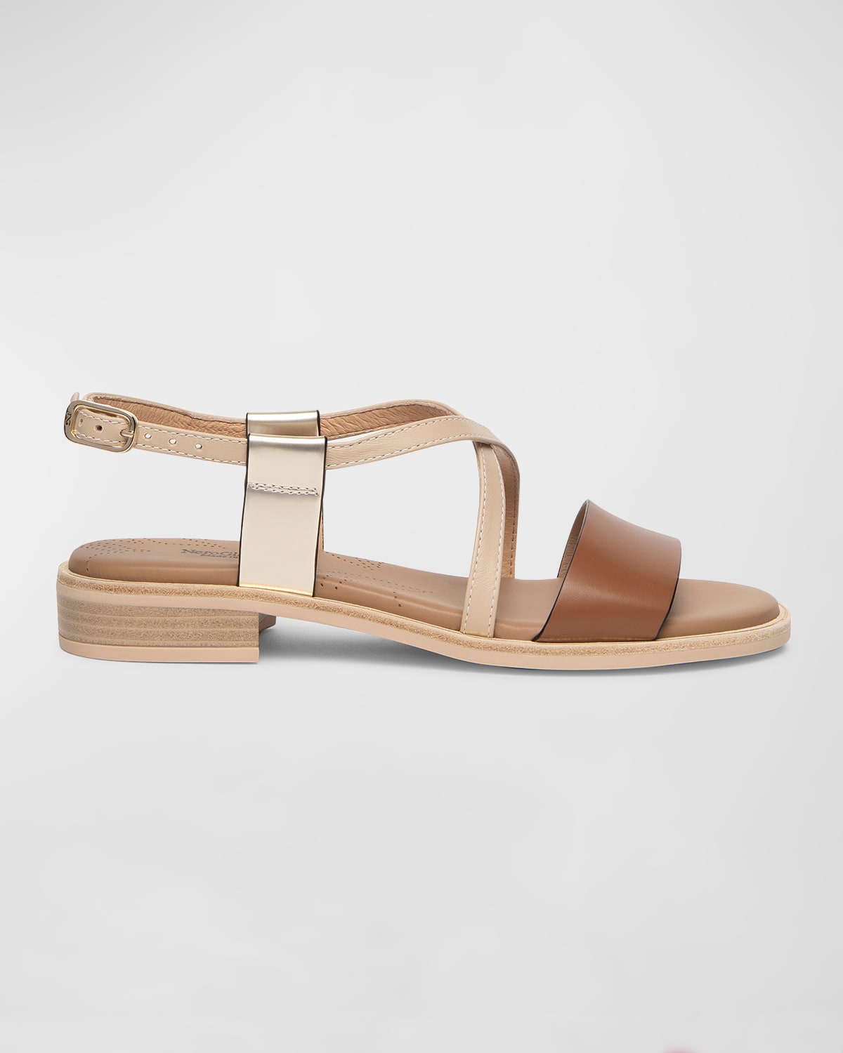 Mixed Leather Crisscross Slingback Sandals