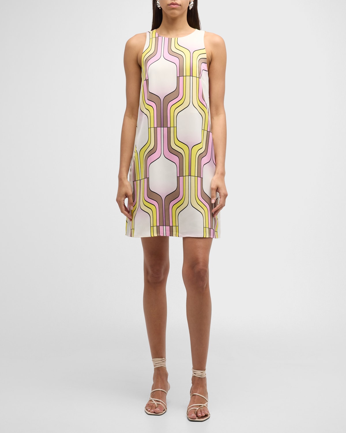 Shop Marella Agordo Geometric-print Mini Shift Dress In Pink Printed