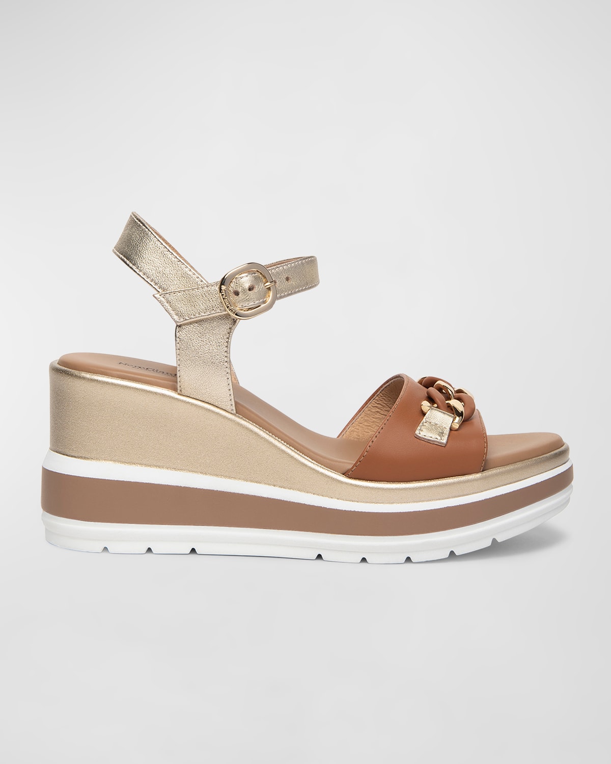 Leather Chain Wedge Platform Sandals