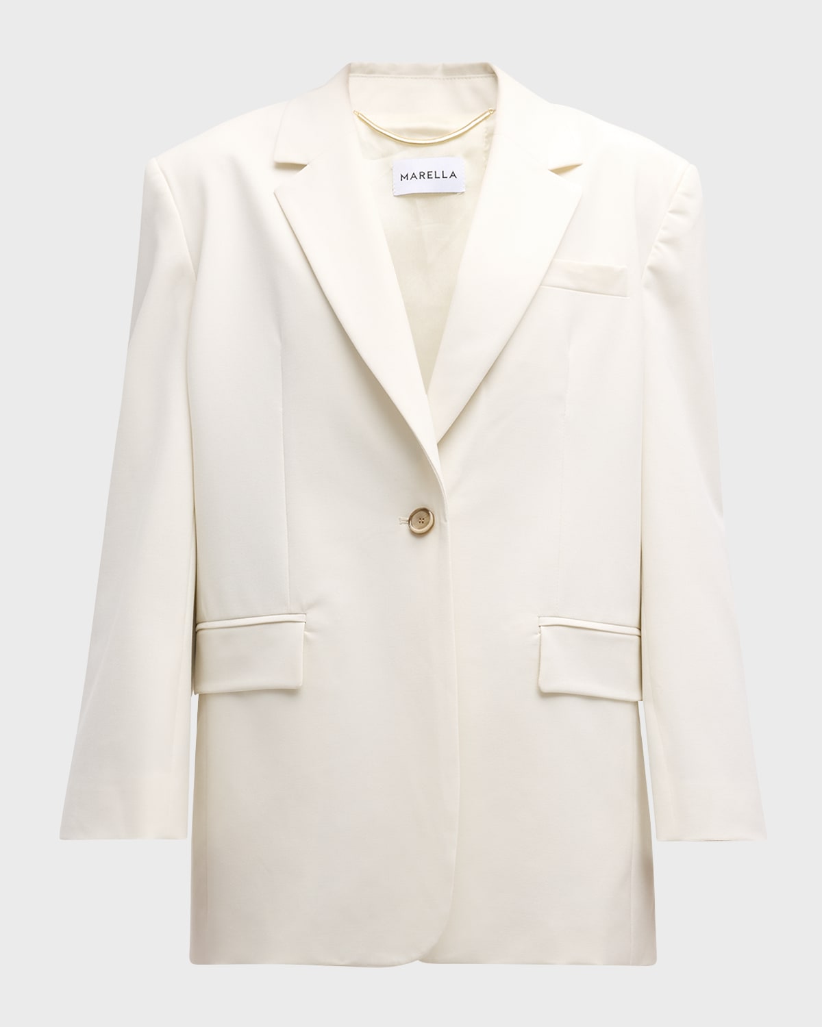 Shop Marella Derby Single-button Straight Blazer In Cream