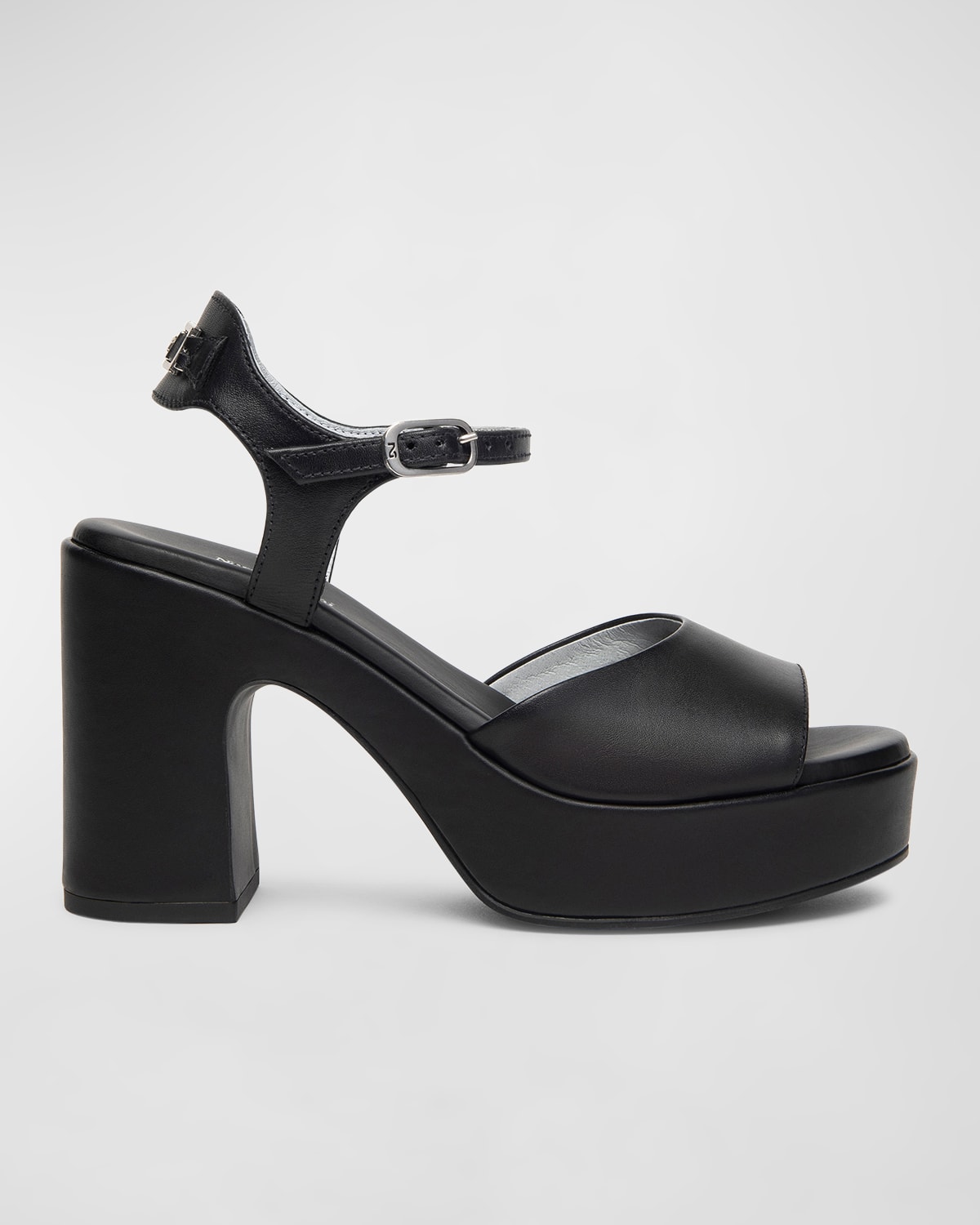 Leather Chunky Ankle-Strap Platform Sandals