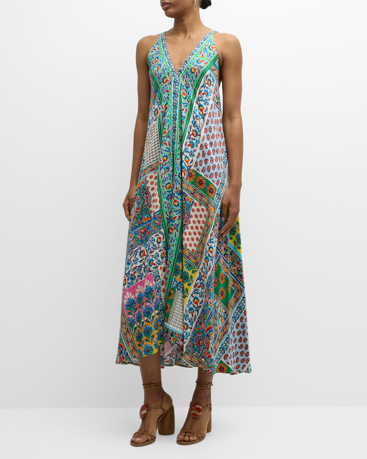 Diskana Eva Patchwork Floral-Print Maxi Dress