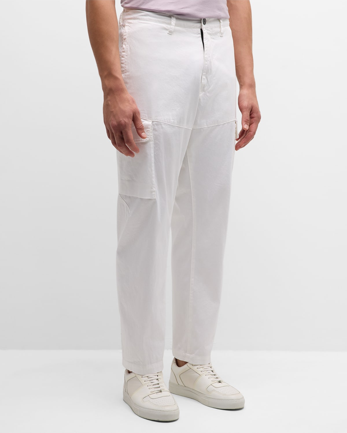 Shop Stone Island Men's Stretch Cotton Cargo Pants In White