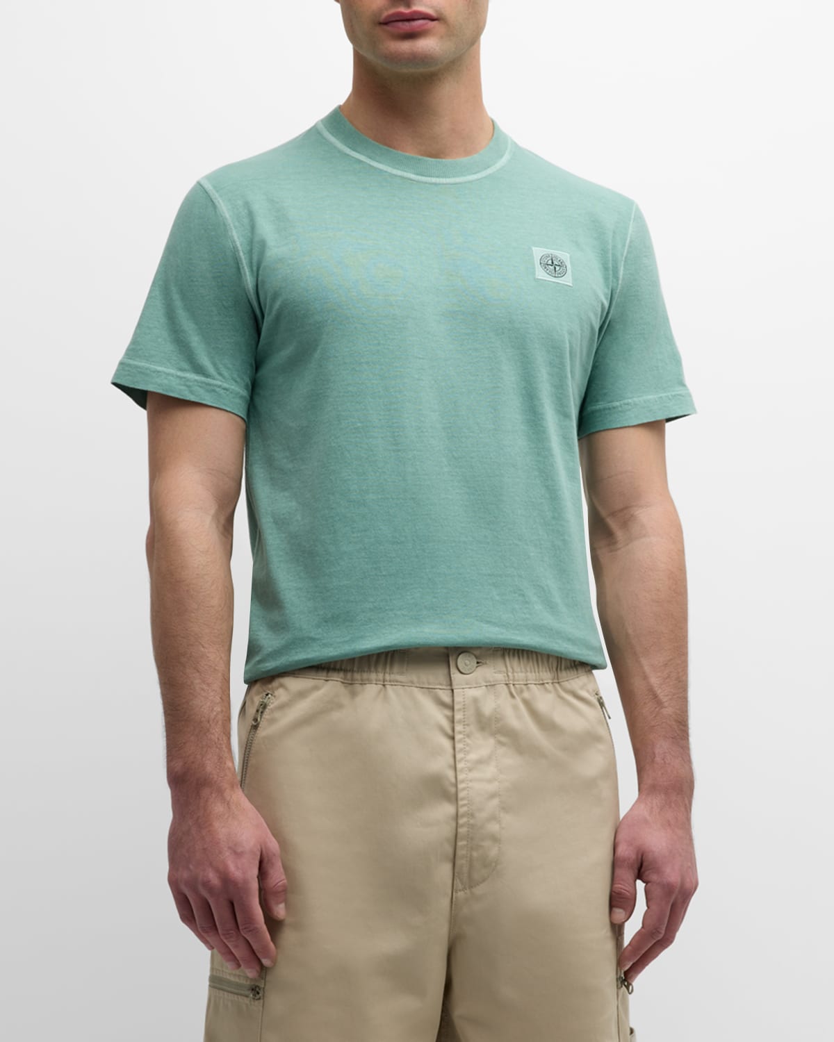 Shop Stone Island Men's Logo Patch T-shirt In Light Green