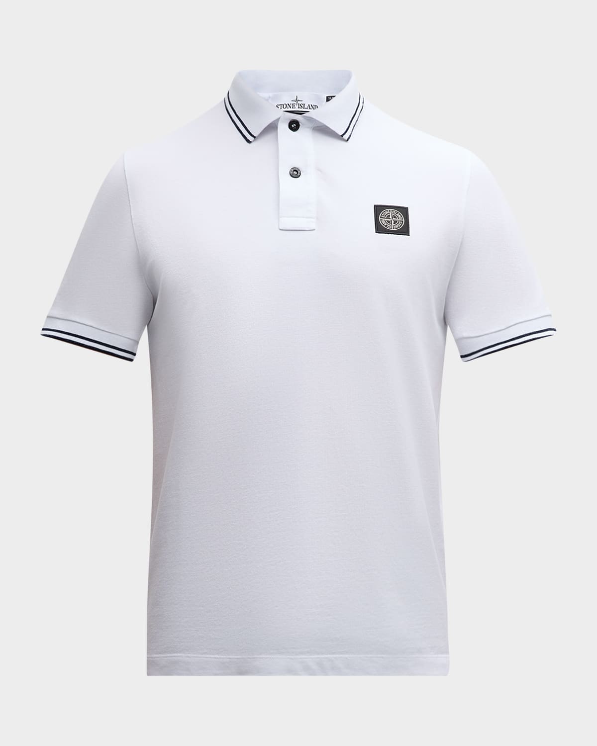 Shop Stone Island Men's Patch Polo Shirt With Tipping In White