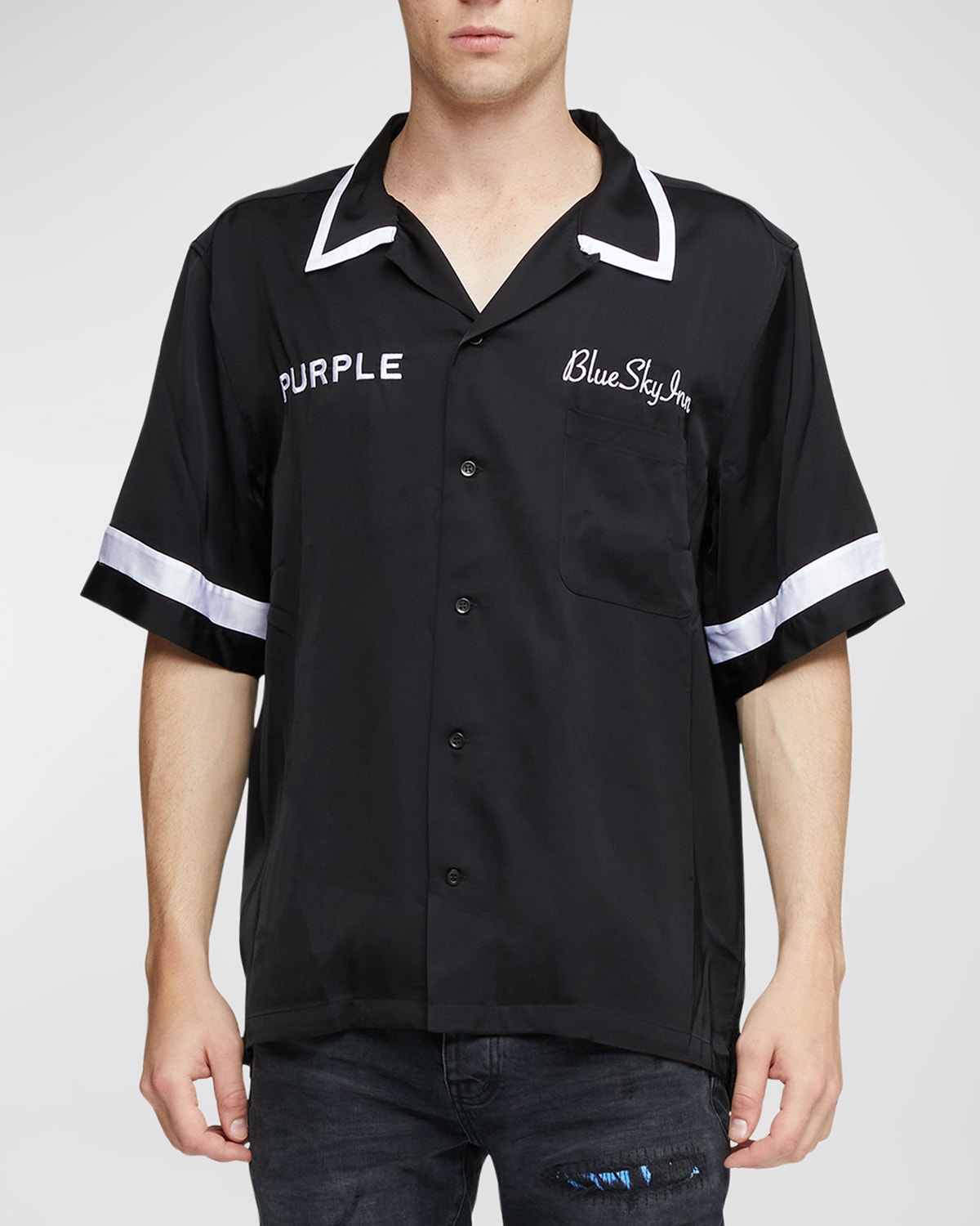 Men's PURPLE x Blue Sky Logo Contrast Trim Waiter Shirt