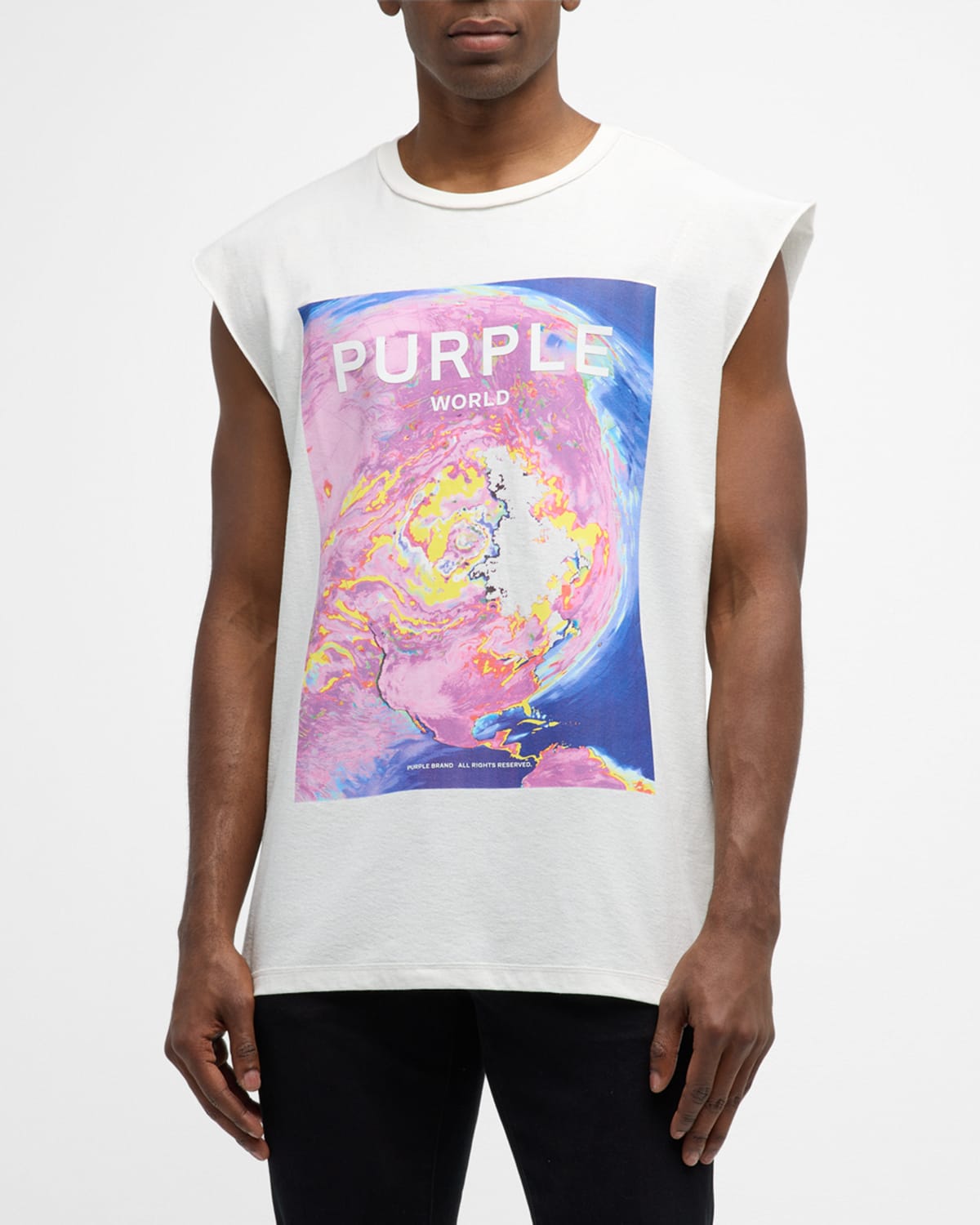 Shop Purple Men's Textured Jersey Sleeveless T-shirt