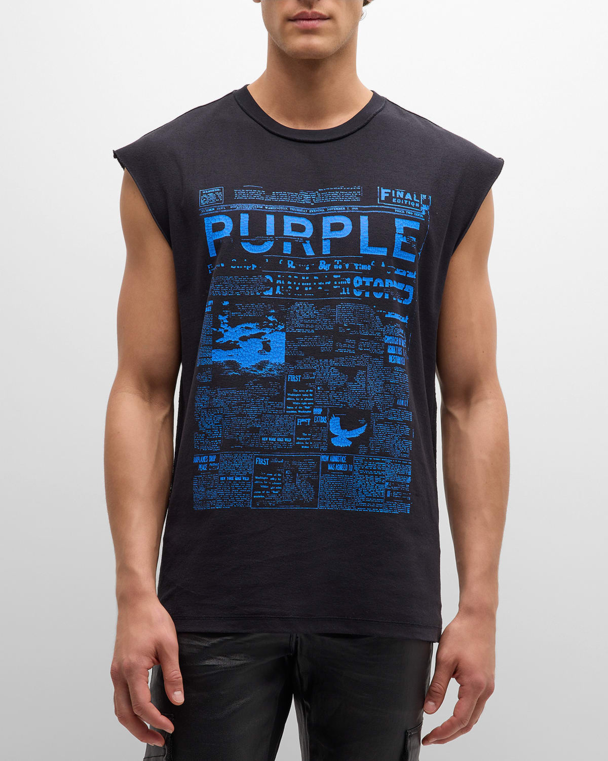 Shop Purple Men's Textured Jersey Tank Top In Jersey Sleeveless