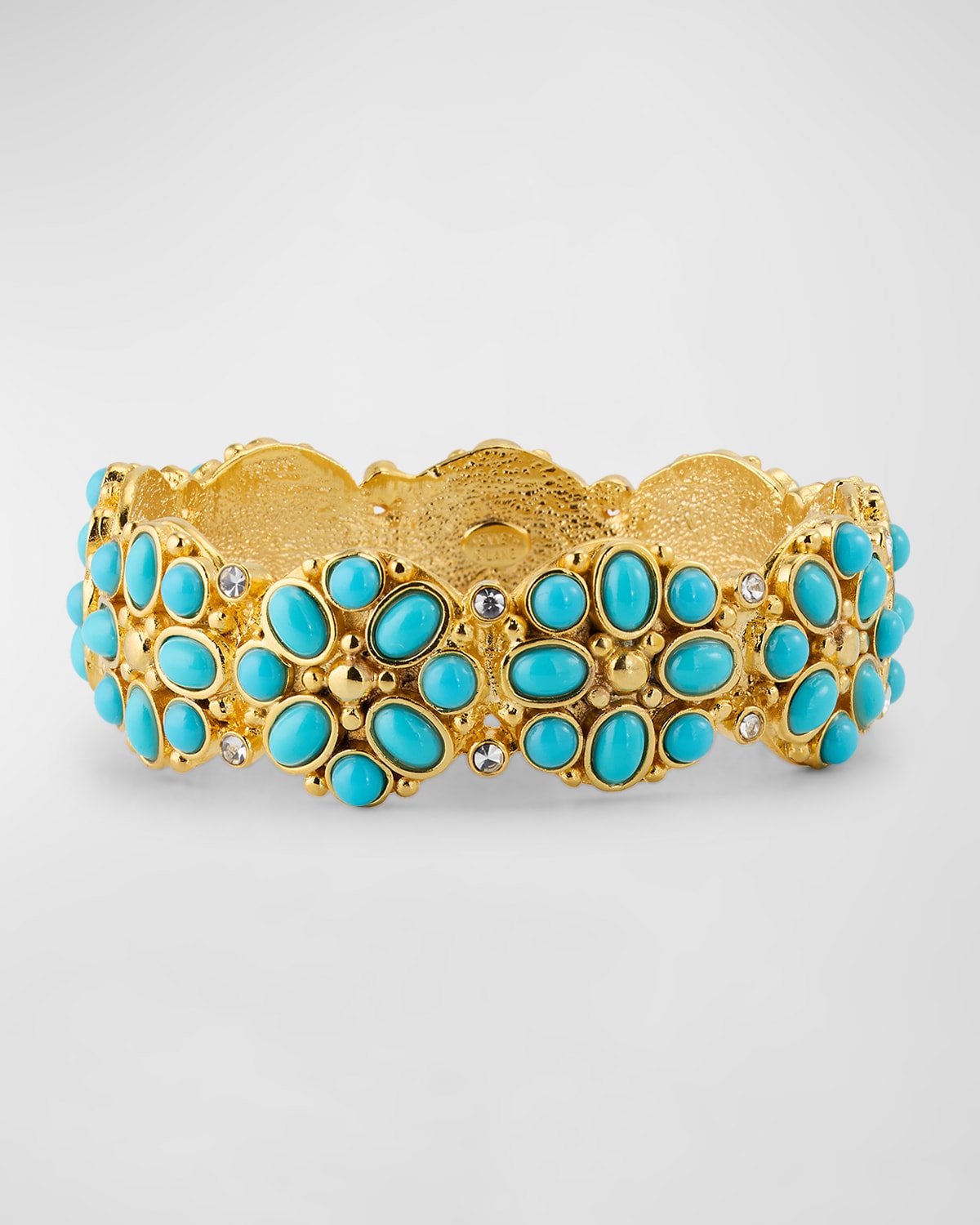 Kenneth Jay Lane Turquoise Cabochon Bracelet In Gold