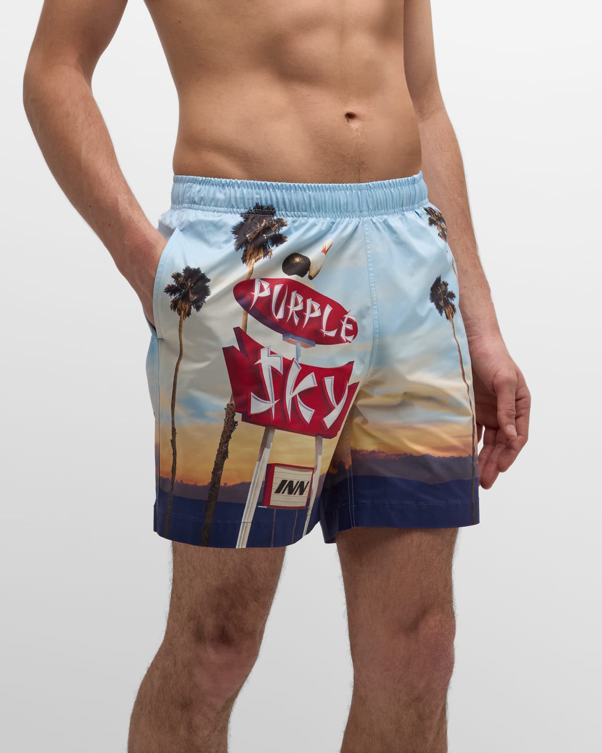 Purple X Blue Sky Inn Men's Printed Pull-on Shorts In All Around Short