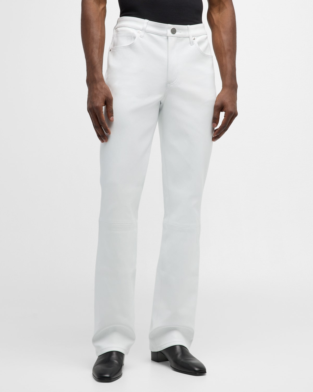 Shop Monfrere Men's Clint Leather Pants In Blanc Leather