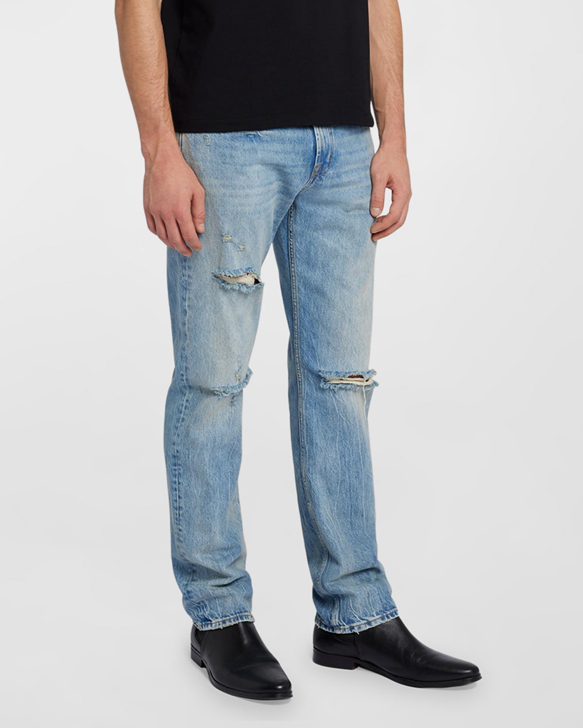 Shop 7 For All Mankind Men's Straight-leg Destroyed Jeans In Water
