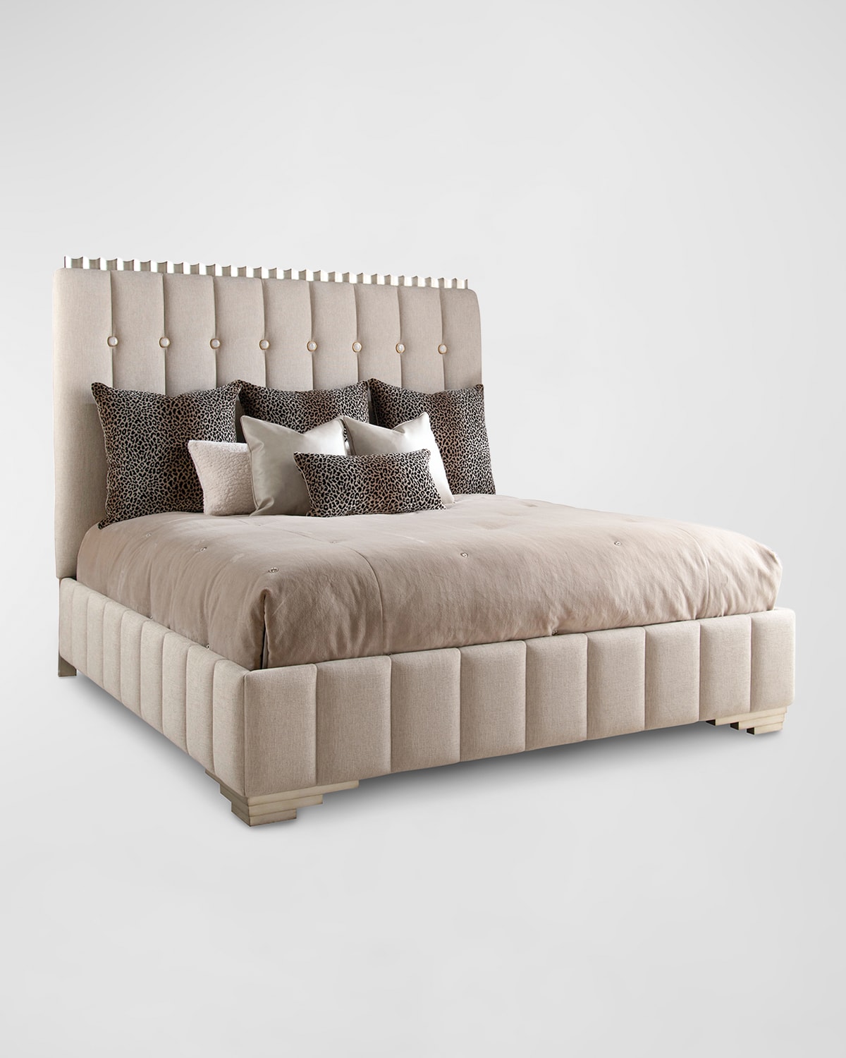 John-richard Collection Horizon Silver King Bed In Silver, Taupe