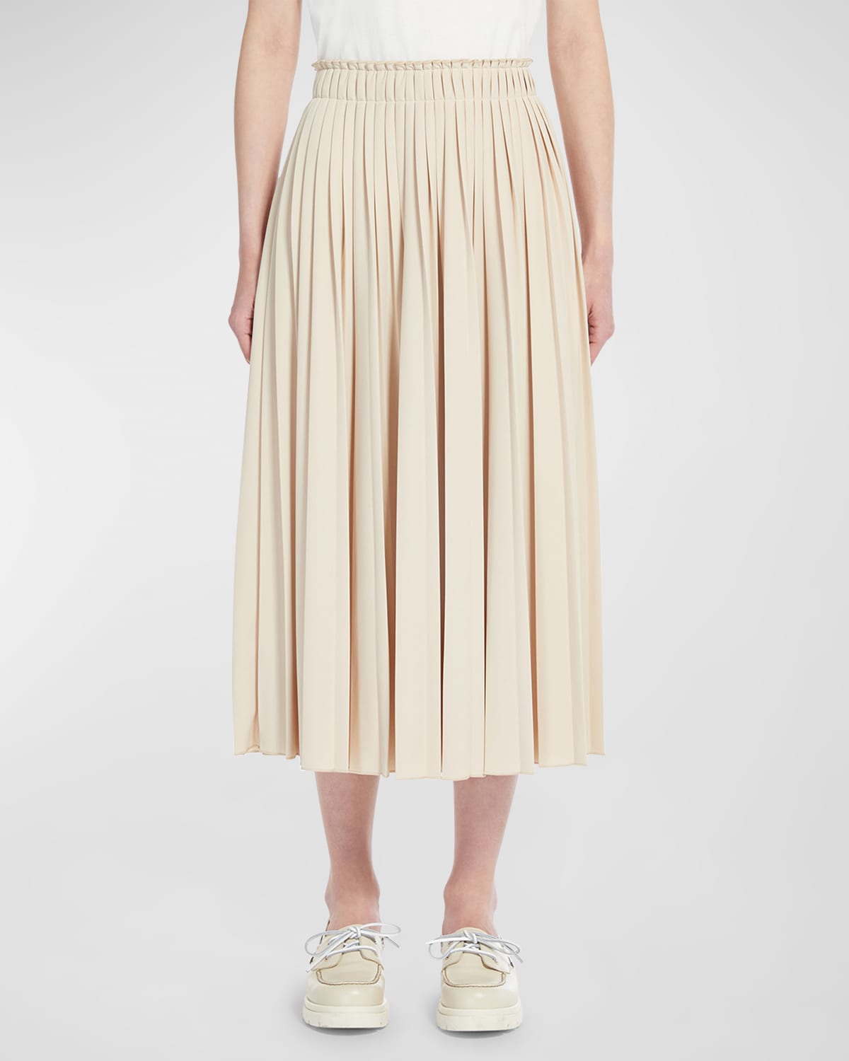 Weekend Max Mara Kiku Pleated Crepe Jersey Midi Skirt In Sand