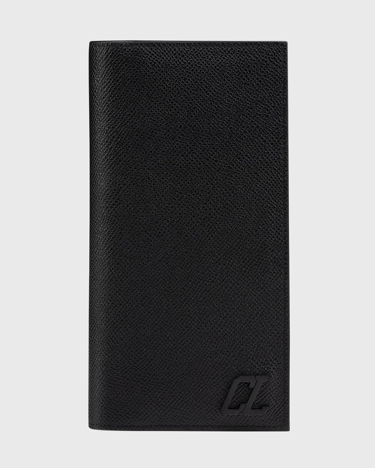 Shop Christian Louboutin Men's Groovy Vertical Long Bifold Wallet In Black/black