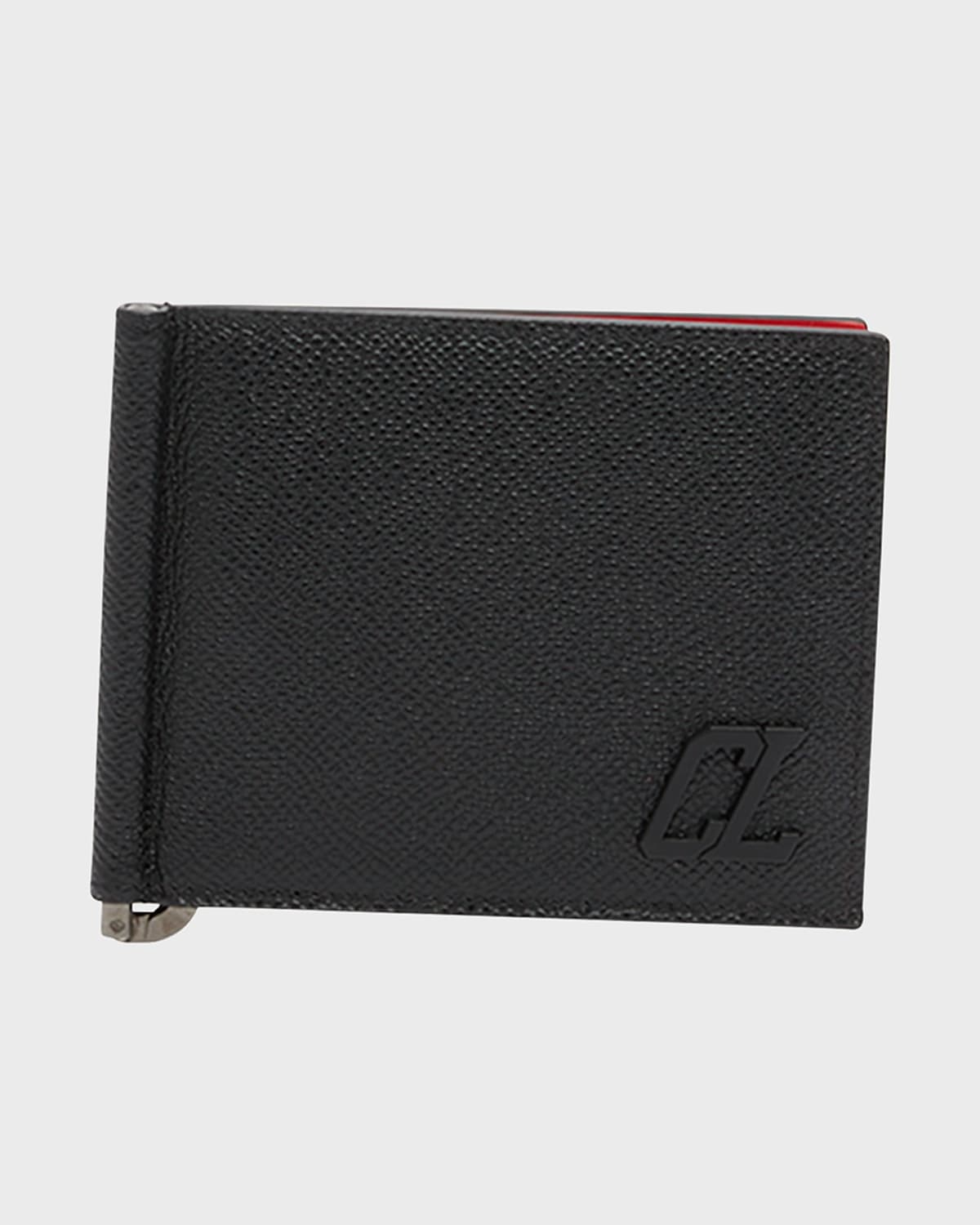 Christian Louboutin Men's Groovy Money Clip Wallet In Black/black