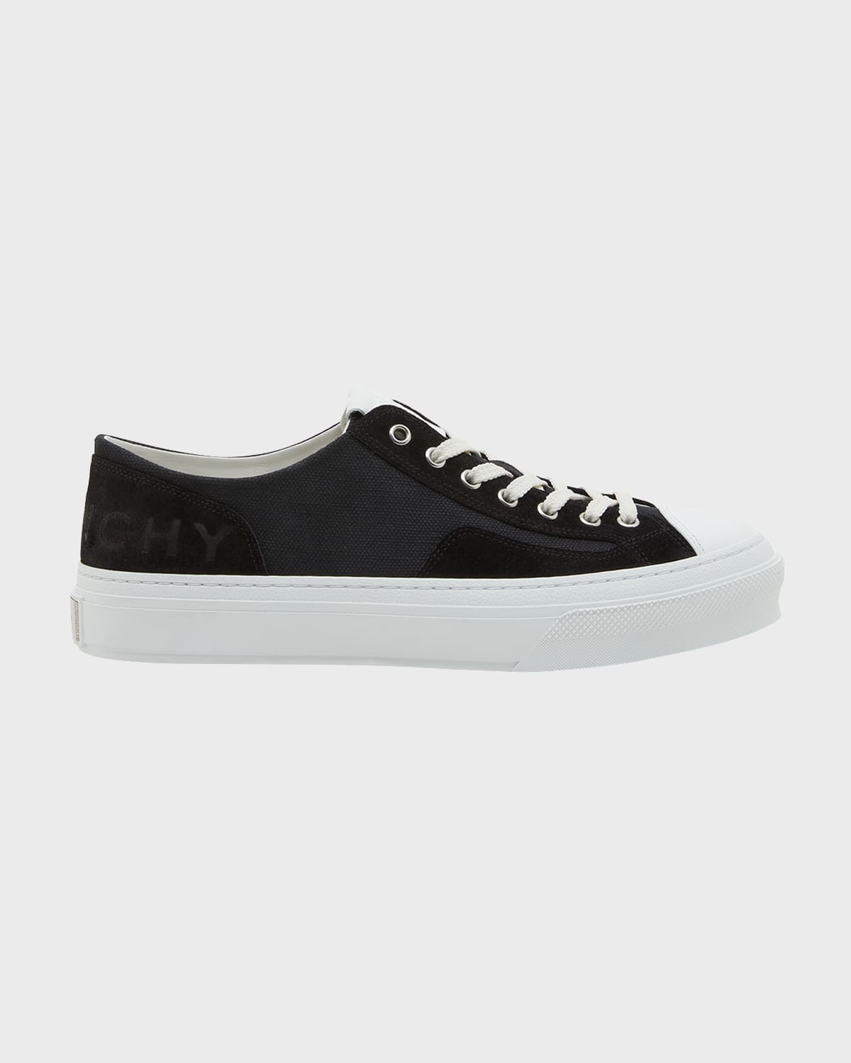 Givenchy City Logo-debossed Leather And Suede-trimmed Canvas Sneakers In Black