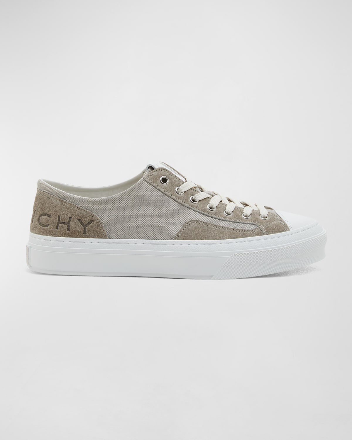 Shop Givenchy Men's City Canvas Suede Low-top Sneakers In Medium Grey