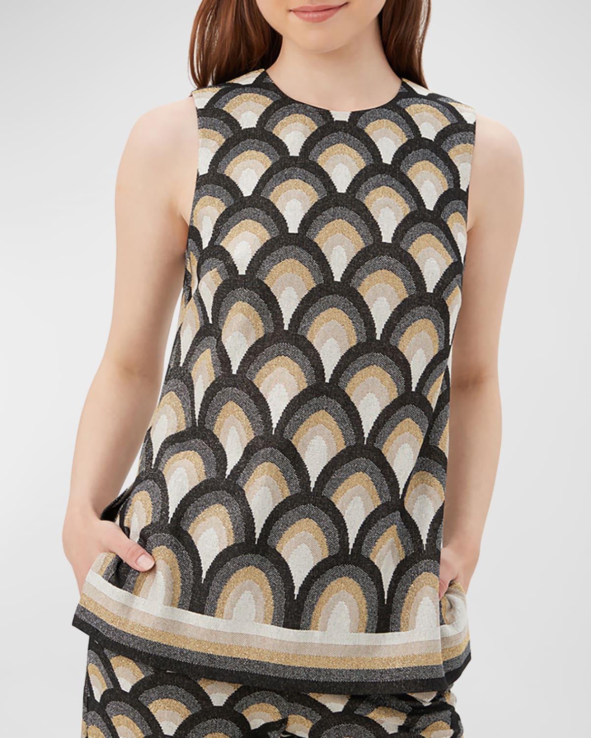 Haruto Sleeveless Scalloped Intarsia Top