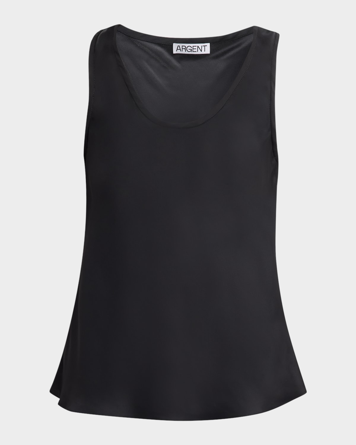 Argent Scoop-neck Silk Charmeuse Tank In Black