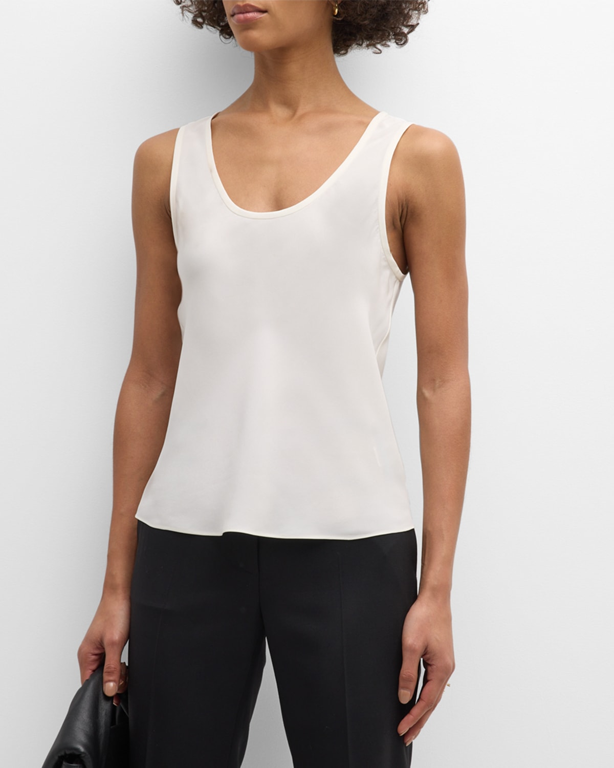 Argent Scoop-neck Silk Charmeuse Tank In Ivory