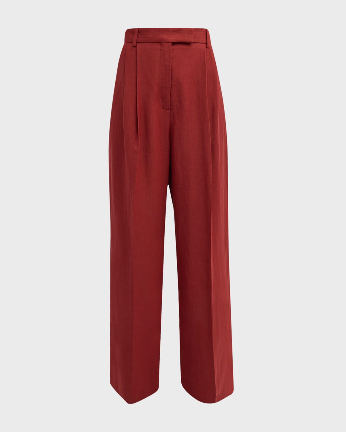 High-Rise Pleated Twill Trousers