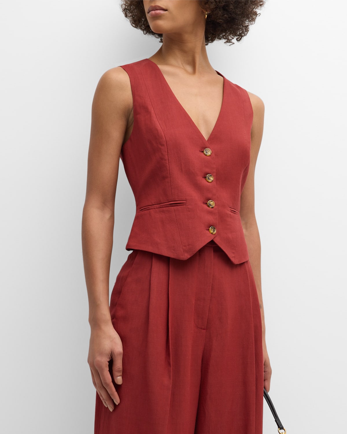 Argent Button-down Twill Waistcoat In Chili