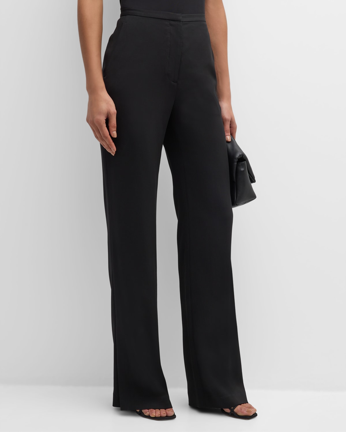 Argent Prince Bootcut Stretch Crepe Trousers In Black