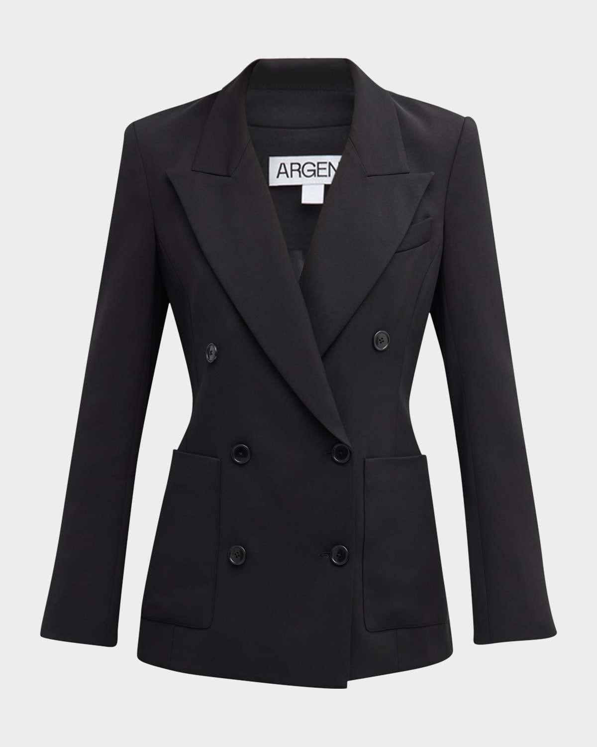 Argent Chelsea Double-breasted Stretch Crepe Blazer In Black