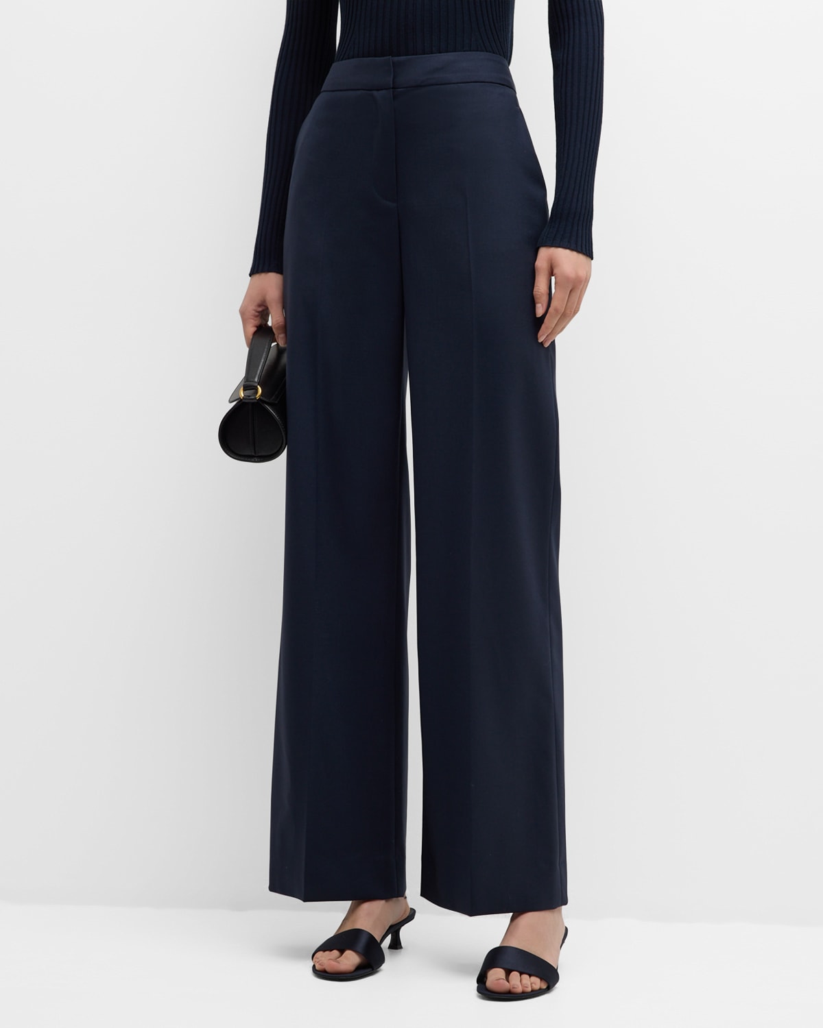 Shop Argent Straight-leg Wool-blend Trousers In Midnight