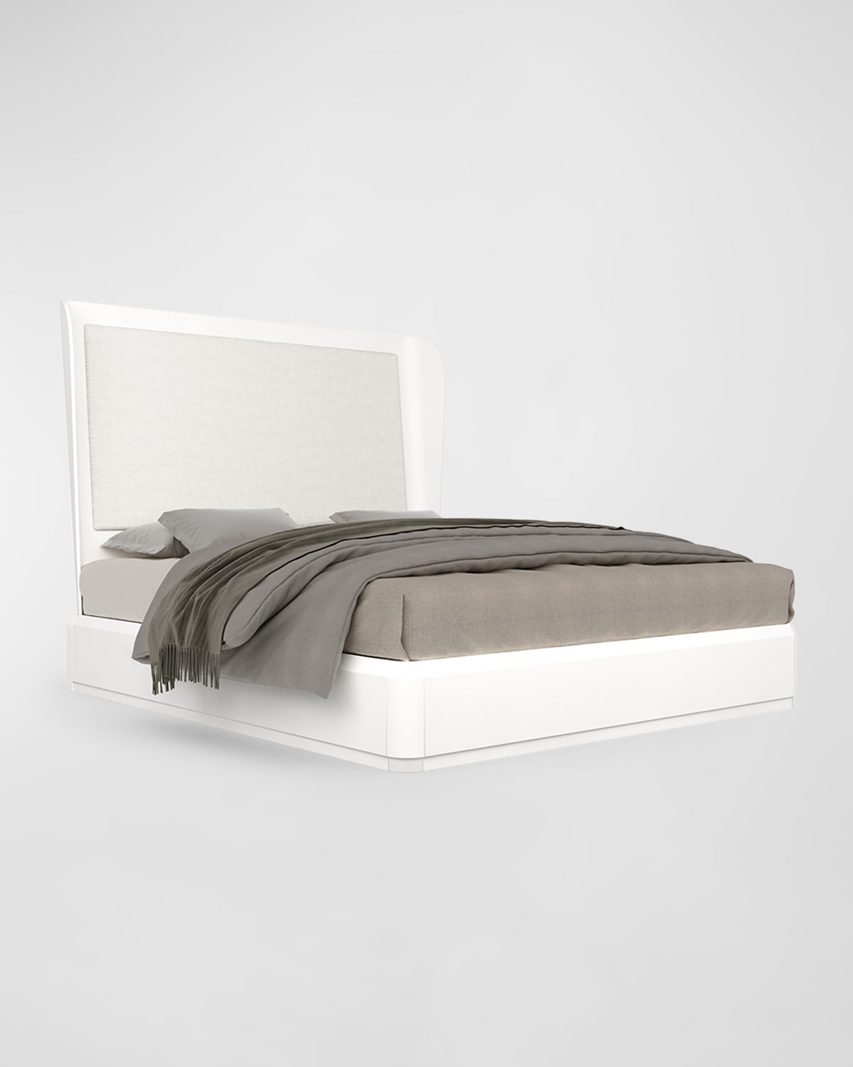 Casa Ispirata Continental Upholstered King Platform Bed In Lino Bianco