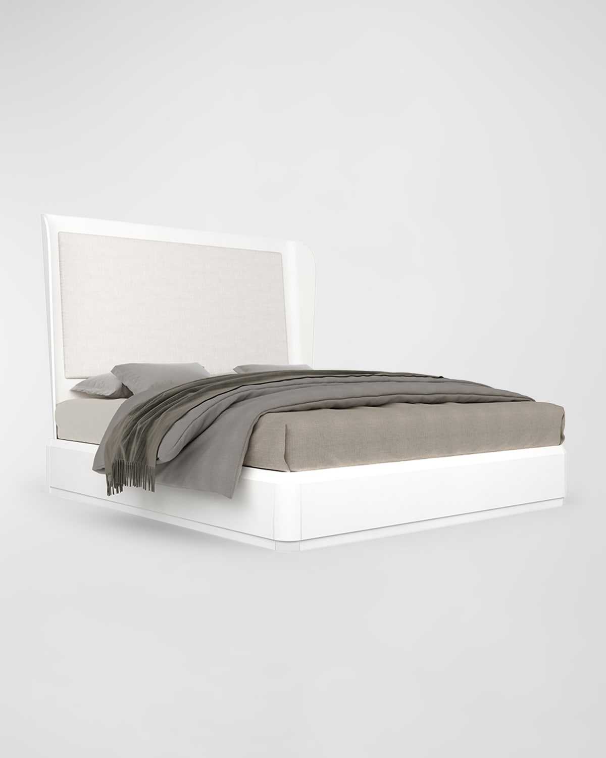 Casa Ispirata Continental Upholstered California King Platform Bed In Lino Bianco