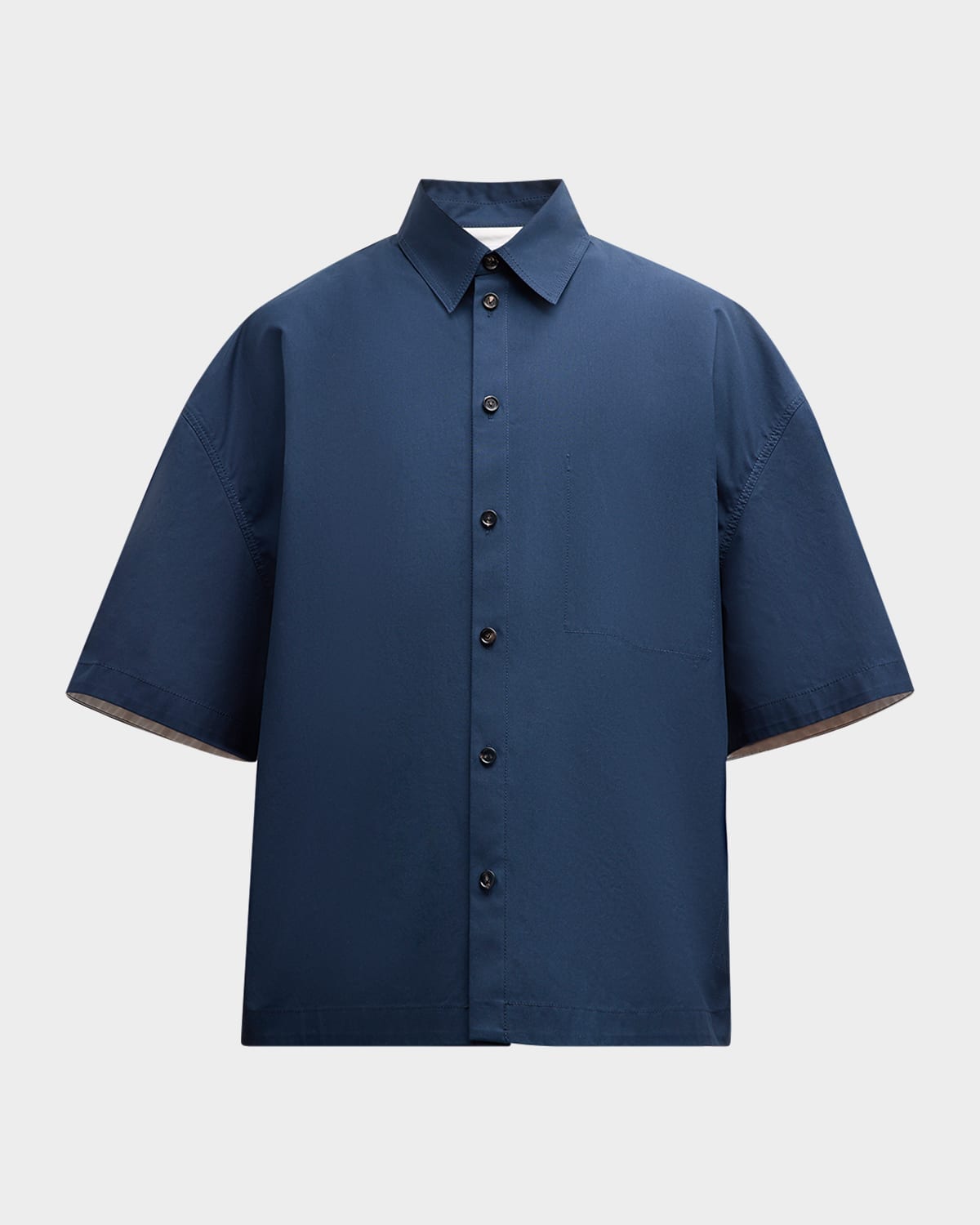 Shop Bottega Veneta Men's Compact Canvas Sport Shirt In Indigo