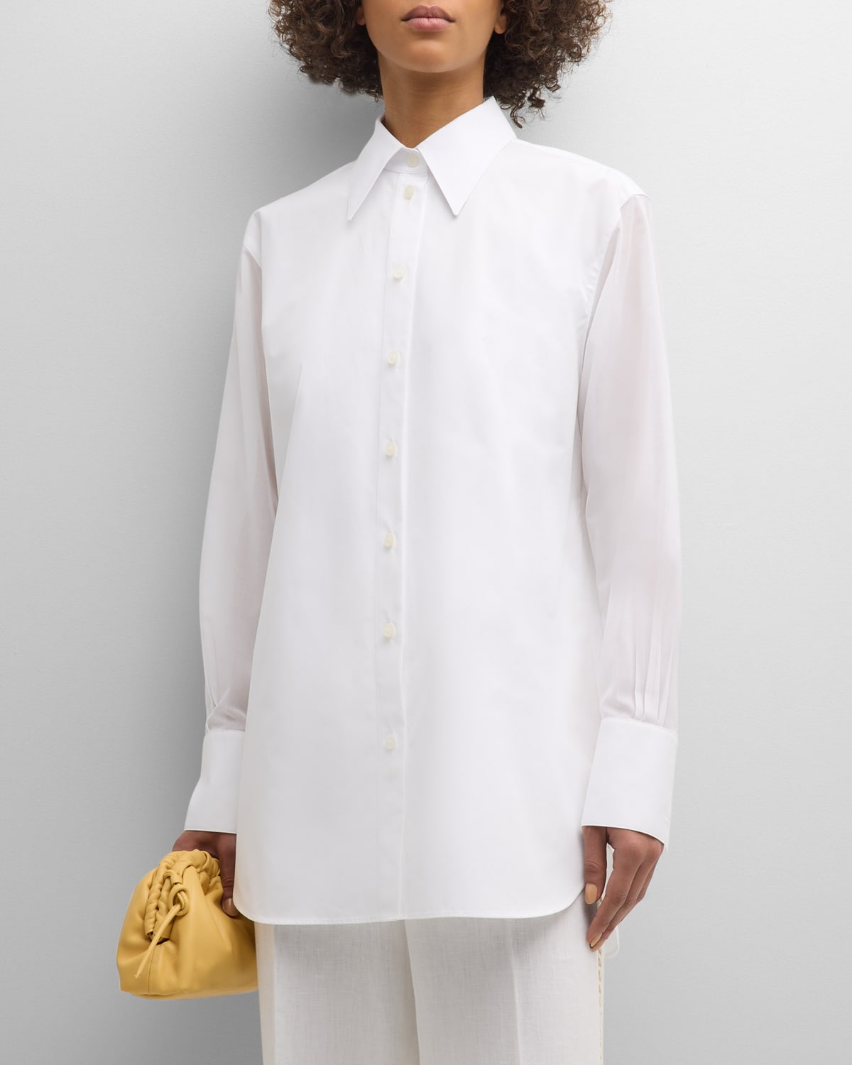 Shop Lafayette 148 Oversized Button-down Cotton Poplin Shirt In White