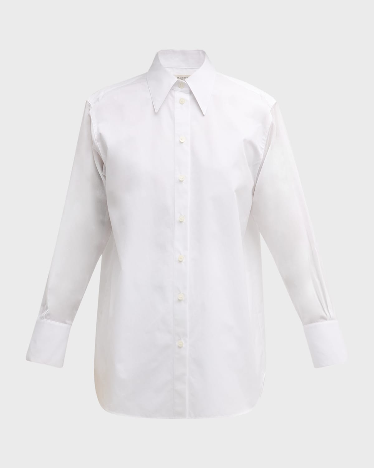 Shop Lafayette 148 Oversized Button-down Cotton Poplin Shirt In White