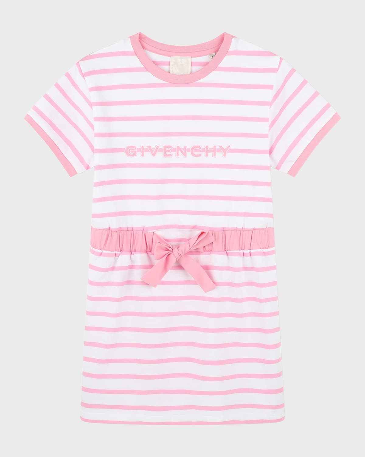 Givenchy Kids' Girl's Striped Cotton Jersey Dress In White/pink