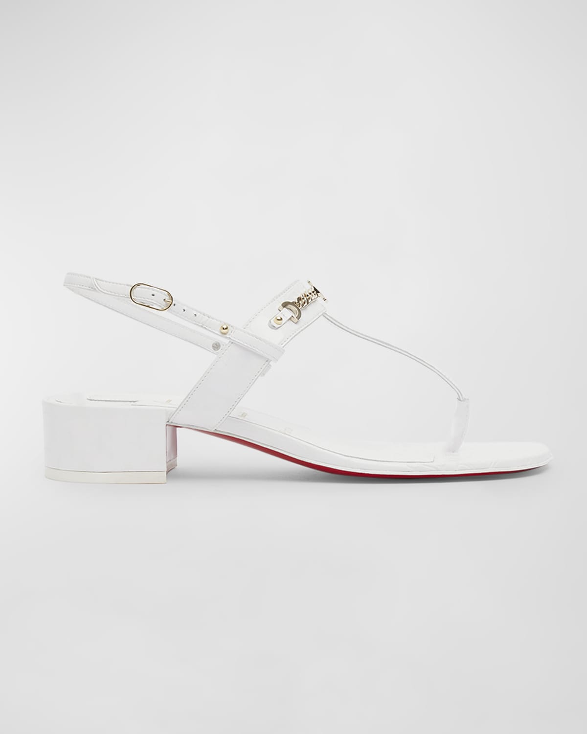 Leather Chain Red Sole Slingback Sandals
