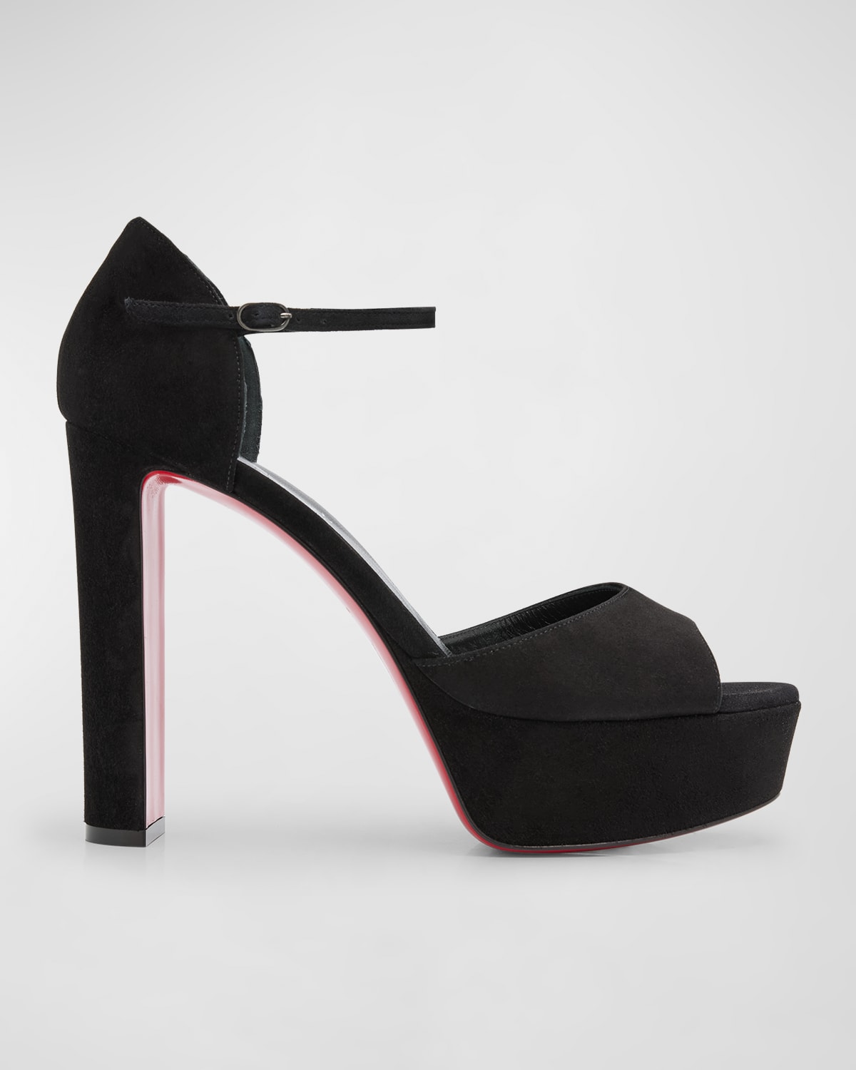 Shop Christian Louboutin Sandaloo Suede Red Sole Platform Sandals In Black