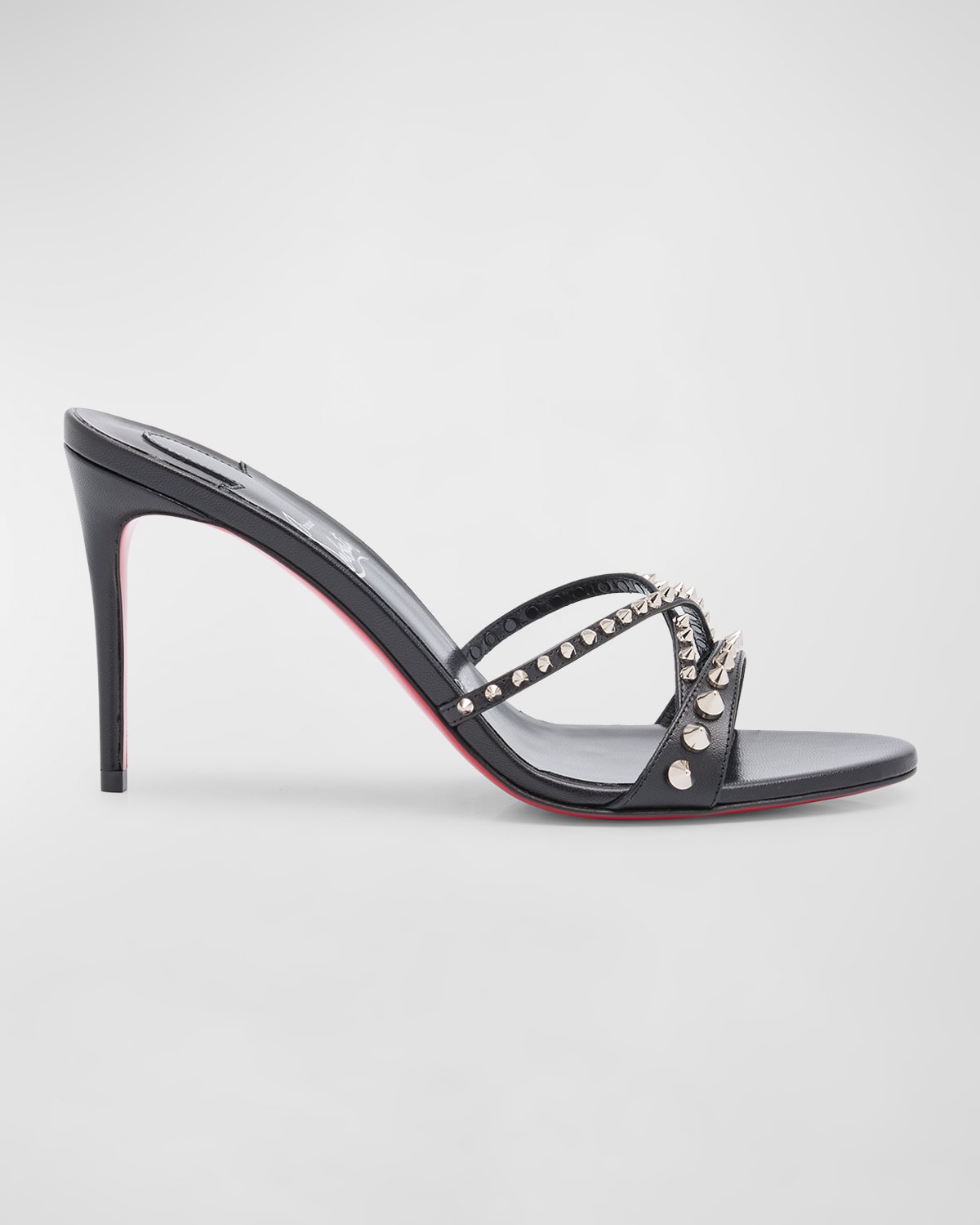 Christian Louboutin Tatoosh Spikes Red Sole Slide Sandals In Black