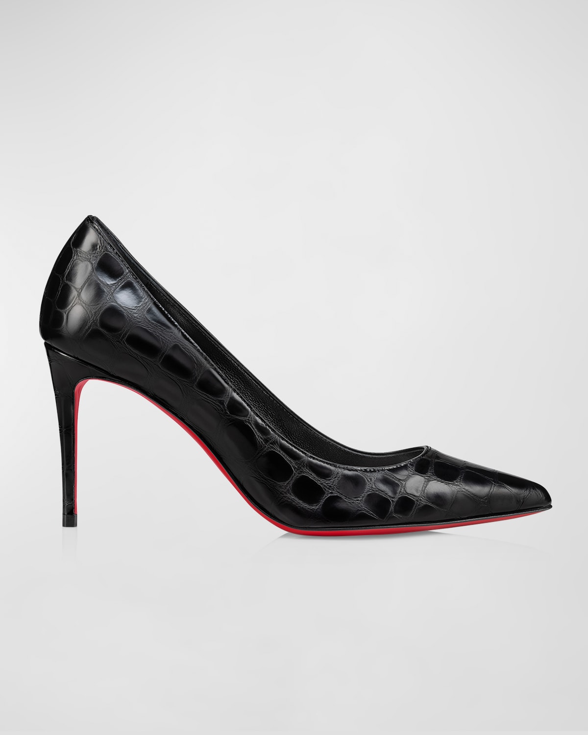 Christian Louboutin Kate Croco Red Sole Classic Pumps In Black