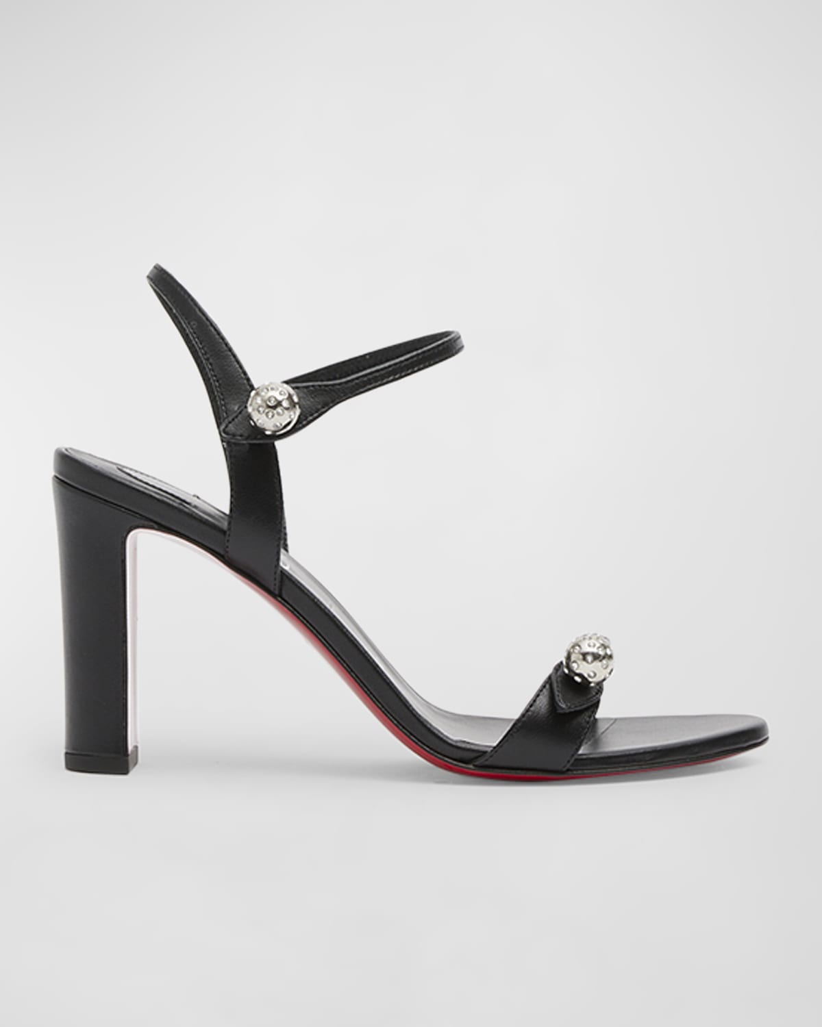 Shop Christian Louboutin Atmospheria Leather Sphere Red Sole Sandals In Black